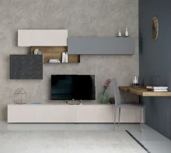 Parete attrezzata moderna con scrivania angolare linea Nais disponibile in vari colori