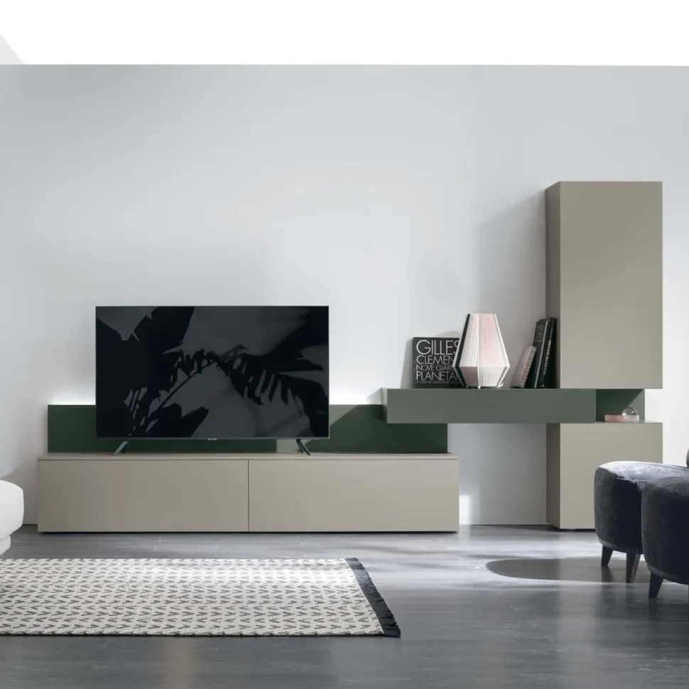 Parete attrezzata moderna componibile Luis linea Nais disponibile in vari colori