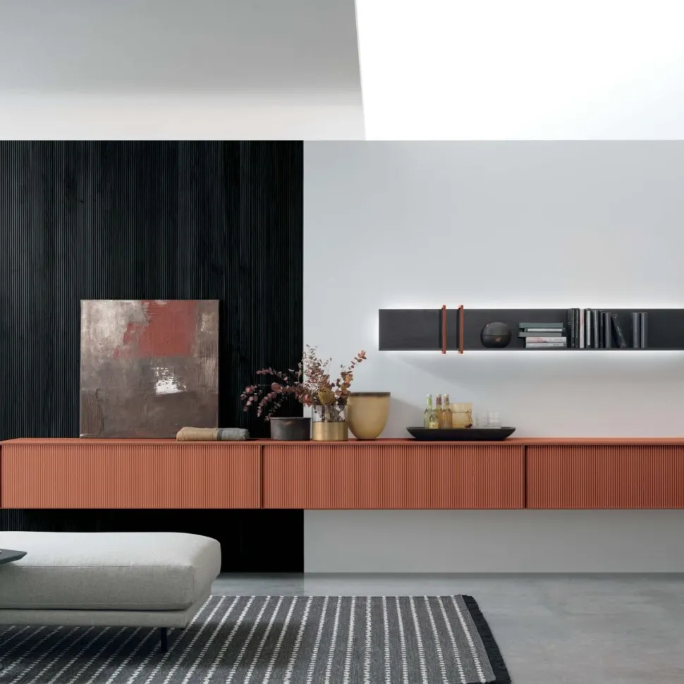 Parete attrezzata moderna componibile Remix linea Nais disponibile in vari colori