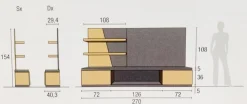 Parete attrezzata moderna componibile Vanessa linea Nais disponibile in vari colori