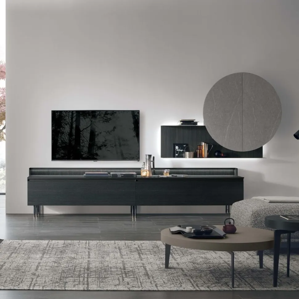 Parete attrezzata moderna componibile Moon linea Nais disponibile in vari colori