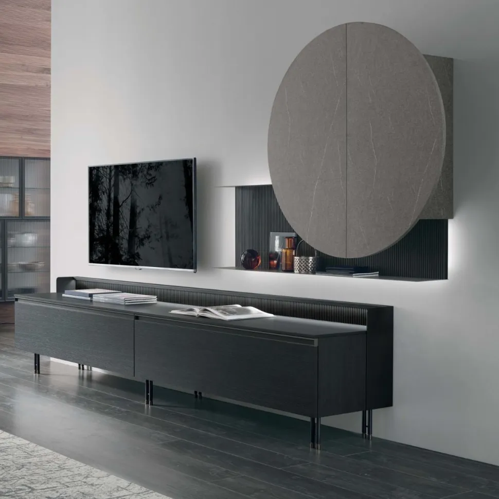 Parete attrezzata moderna componibile Moon linea Nais disponibile in vari colori