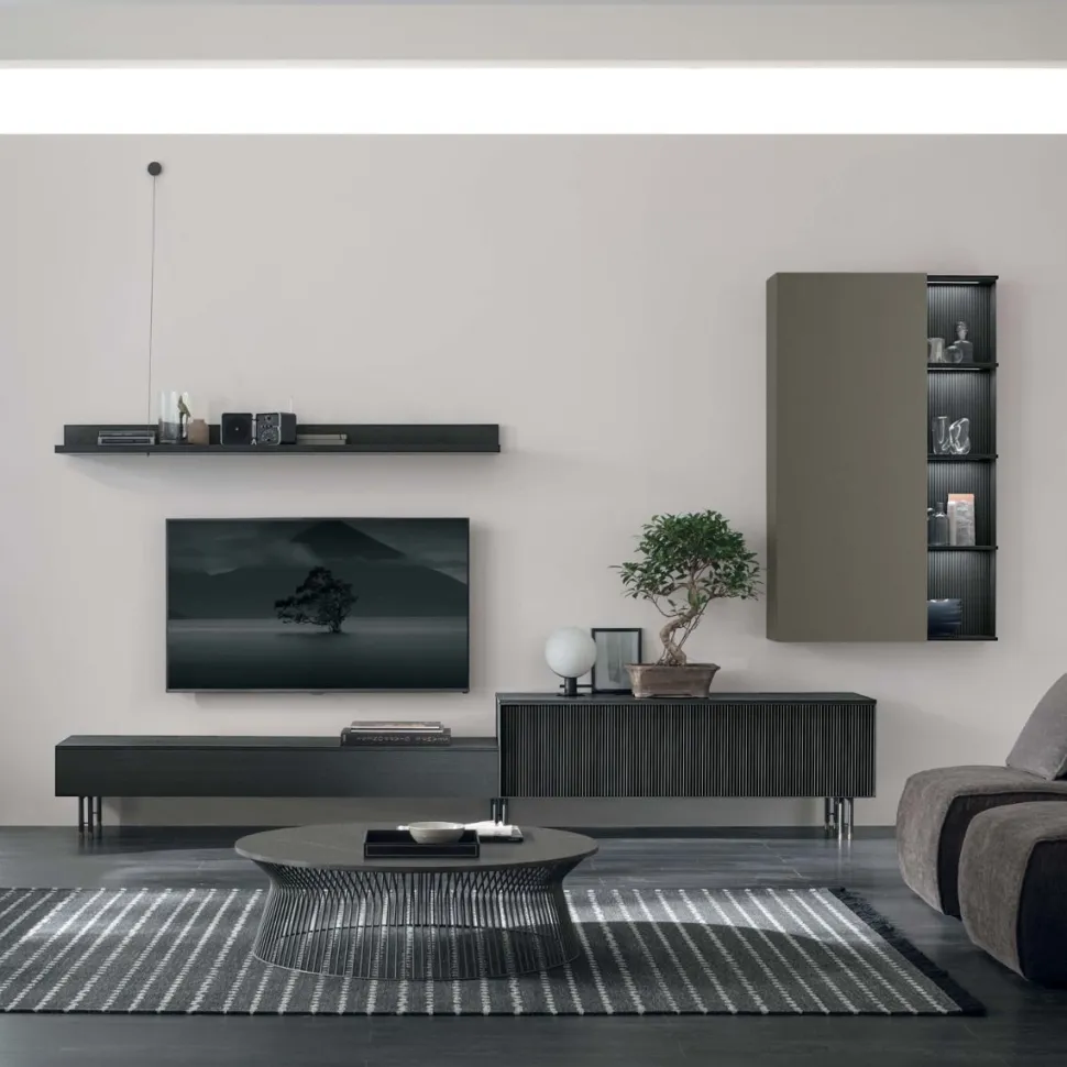 Parete attrezzata moderna componibile Laos linea Nais disponibile in vari colori