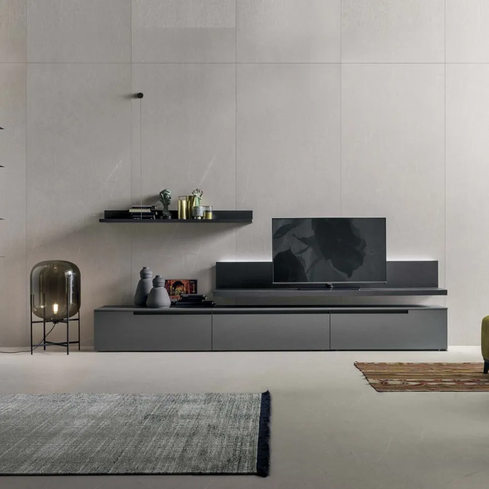 Parete attrezzata moderna componibile Atene linea Nais disponibile in vari colori
