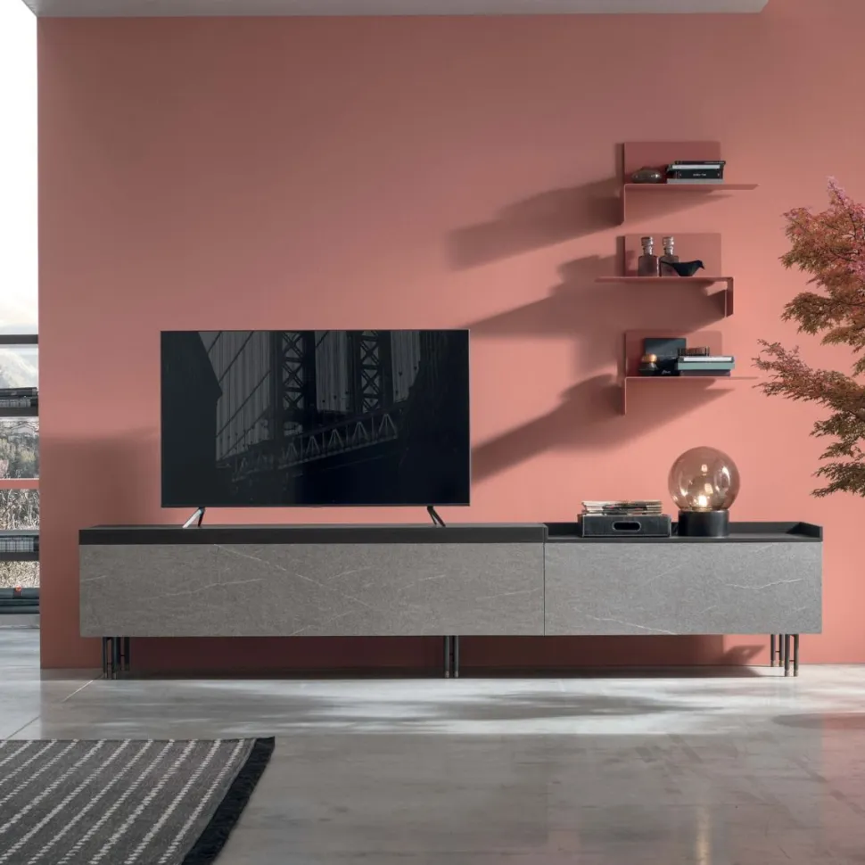 Parete attrezzata moderna componibile Moris linea Nais disponibile in vari colori