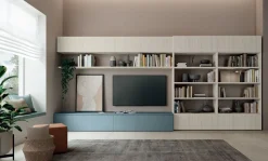 Parete attrezzata moderna componibile con base tv e libreria in 15 colorazioni