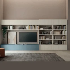 Parete attrezzata moderna componibile con base tv e libreria in 15 colorazioni