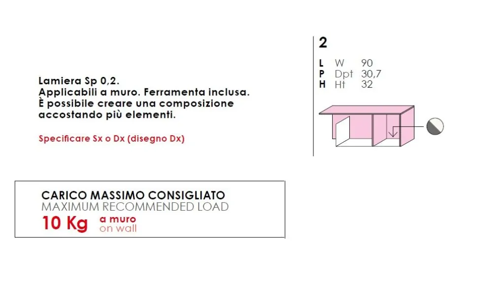 Parete attrezzata moderna componibile con pensili Marika in 15 colorazioni
