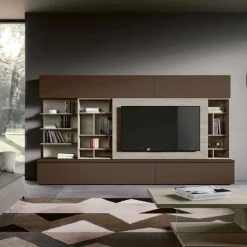 Parete attrezzata moderna con anta scorrevole porta tv disponibile in vari colori