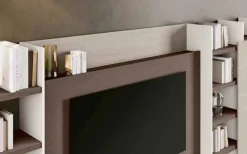 Parete attrezzata moderna componibile con libreria e pannello porta tv disponibile in vari colori