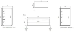 Parete attrezzata moderna finitura Noce biondo componibile con credenze con inserto in vetro Asia disponibile in vari colori