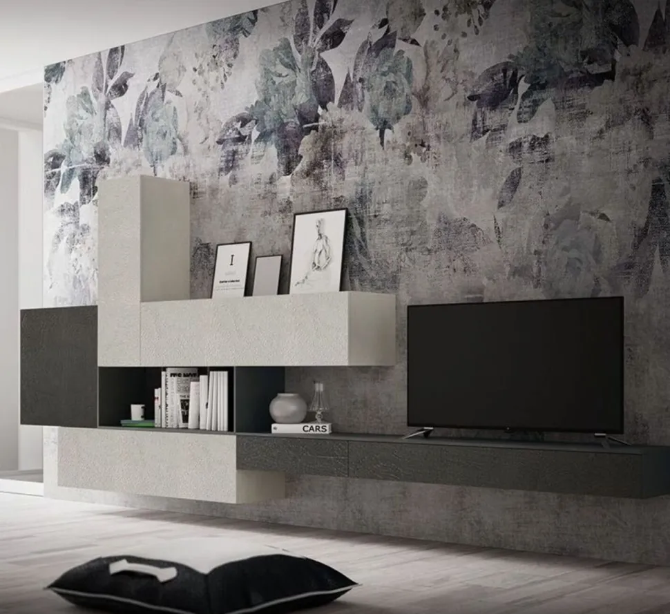 Parete attrezzata moderna sospesa Stella linea Nais disponibile in vari colori