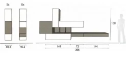Parete attrezzata moderna sospesa Stella linea Nais disponibile in vari colori
