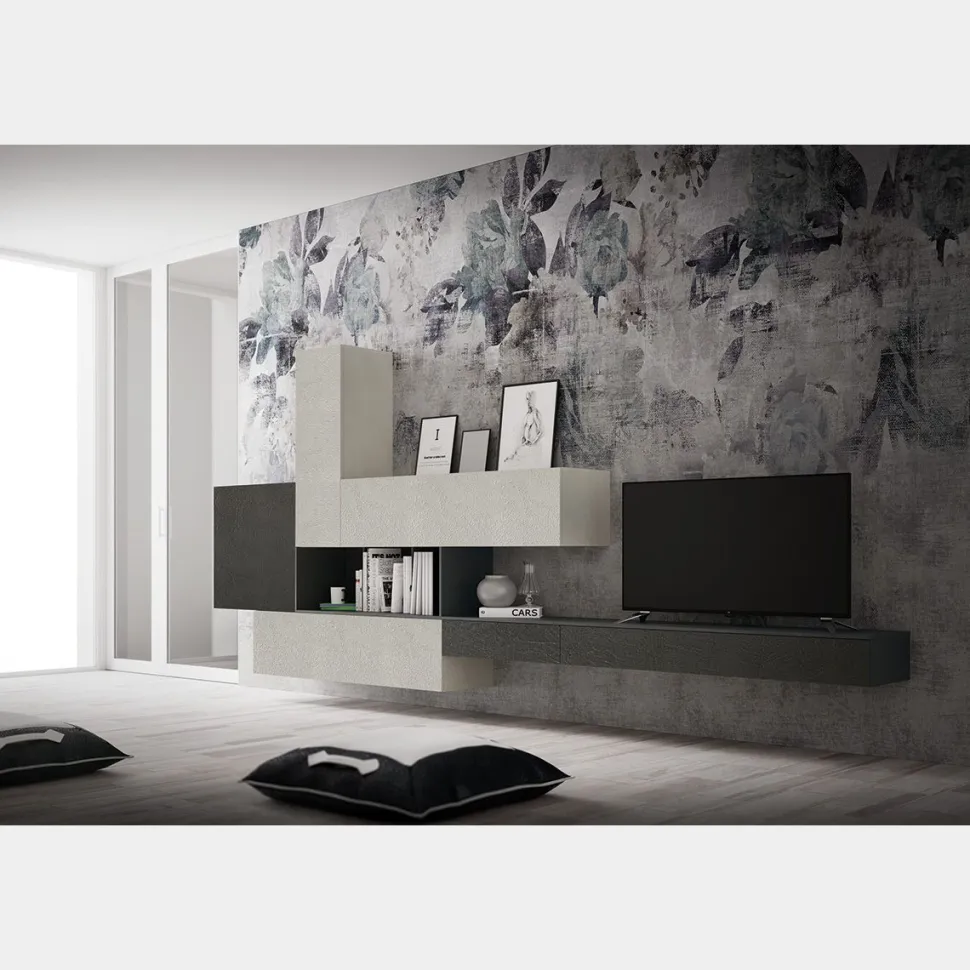 Parete attrezzata moderna sospesa Stella linea Nais disponibile in vari colori