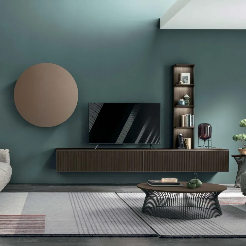 Parete attrezzata moderna sospesa componibile Miglio linea Nais disponibile in vari colori