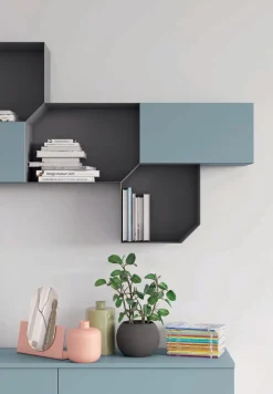 Parete attrezzata moderna sospesa Azzurro Codaques Ramona disponibile in 15 colorazioni