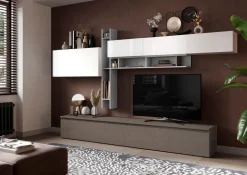 Parete attrezzata Paris linea Arte in finitura Rovere Mercure e Bronzo