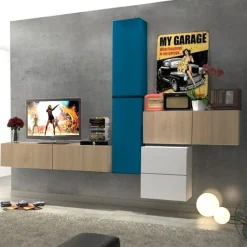 Parete attrezzata Porzia linea Zafferano in Bianco opaco