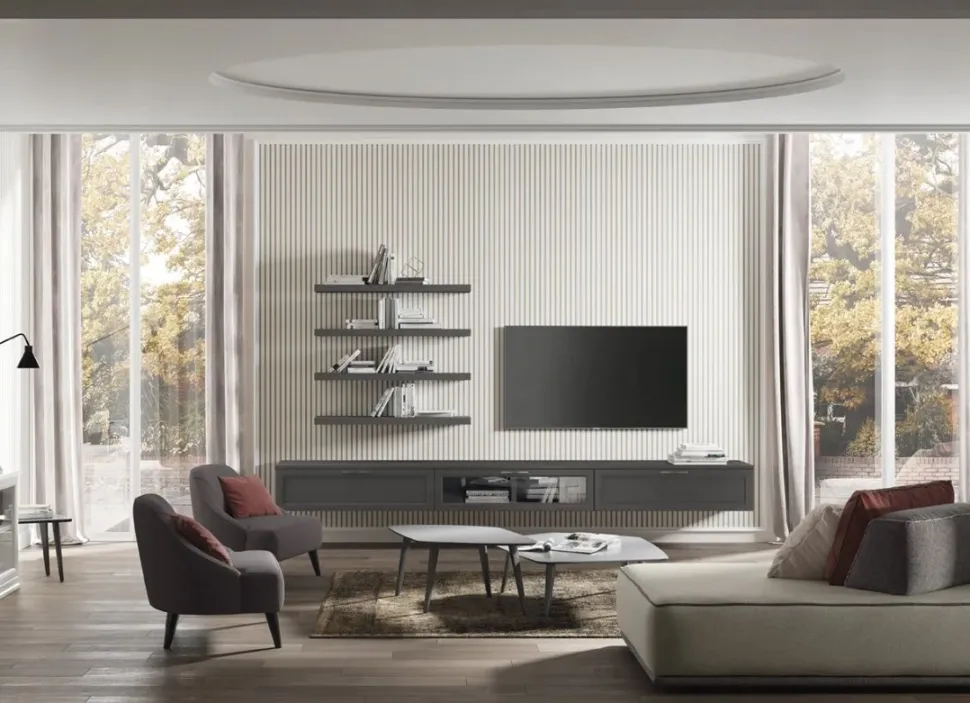 Parete attrezzata sospesa Debora linea Motivi disponibile in vari colori
