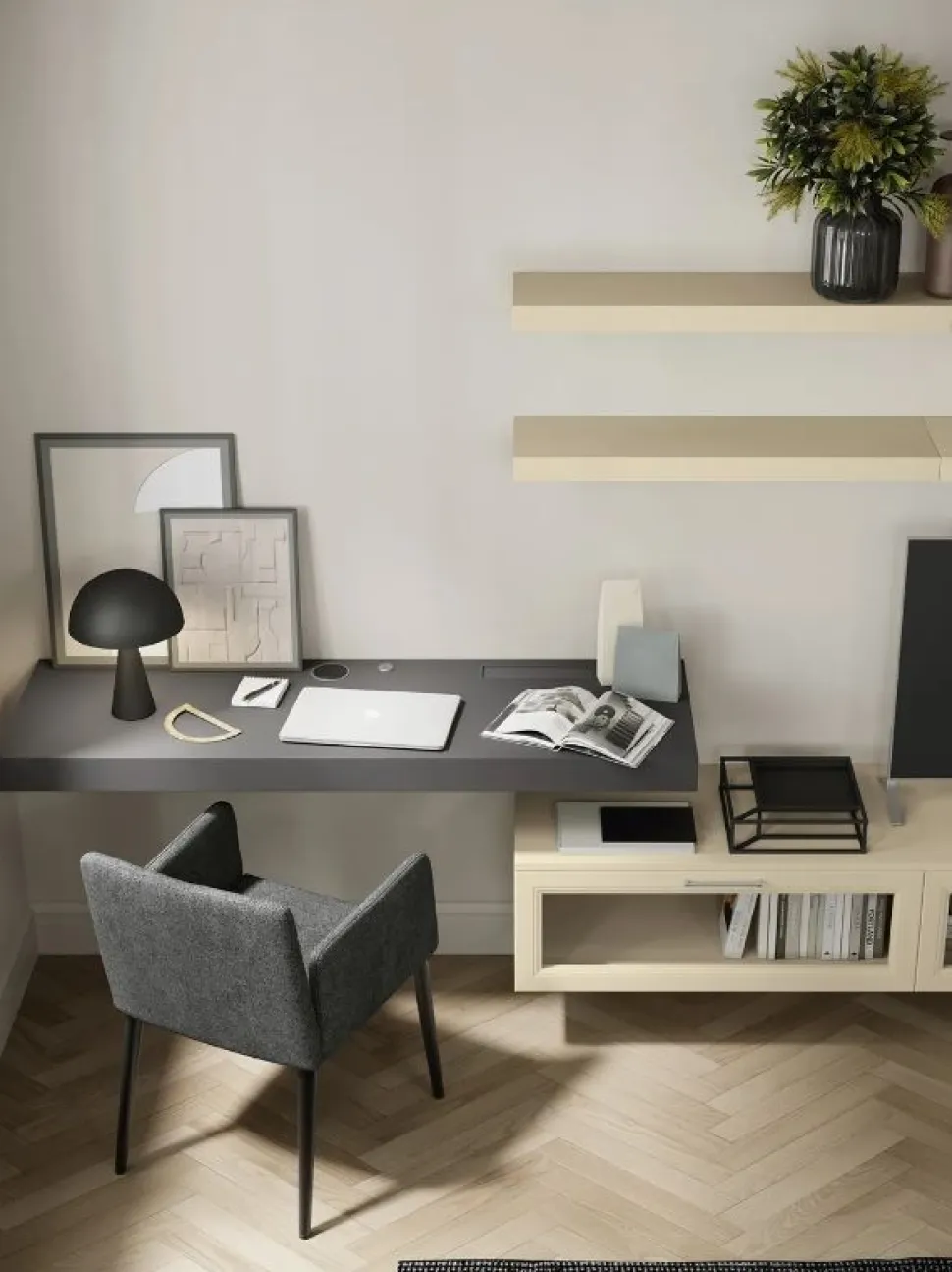 Parete attrezzata sospesa Elis linea Motivi disponibile in vari colori