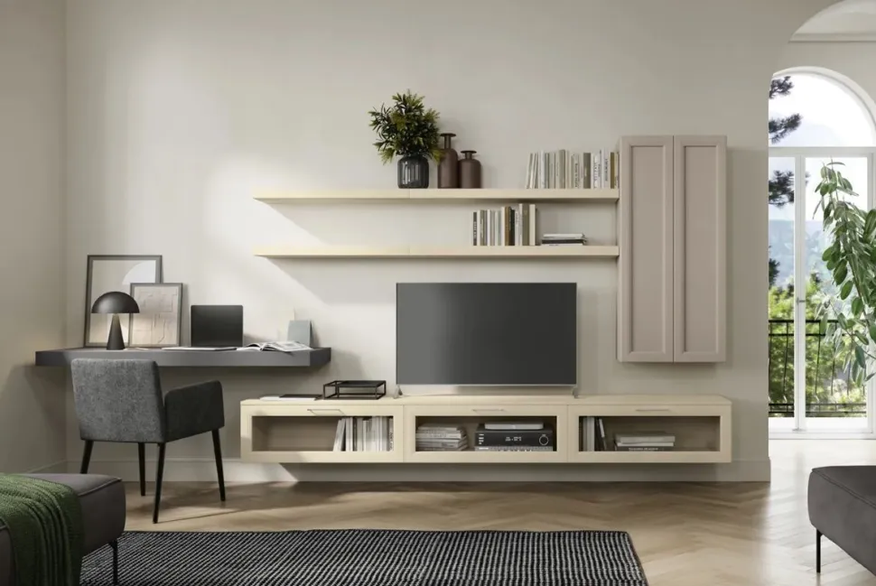 Parete attrezzata sospesa Elis linea Motivi disponibile in vari colori