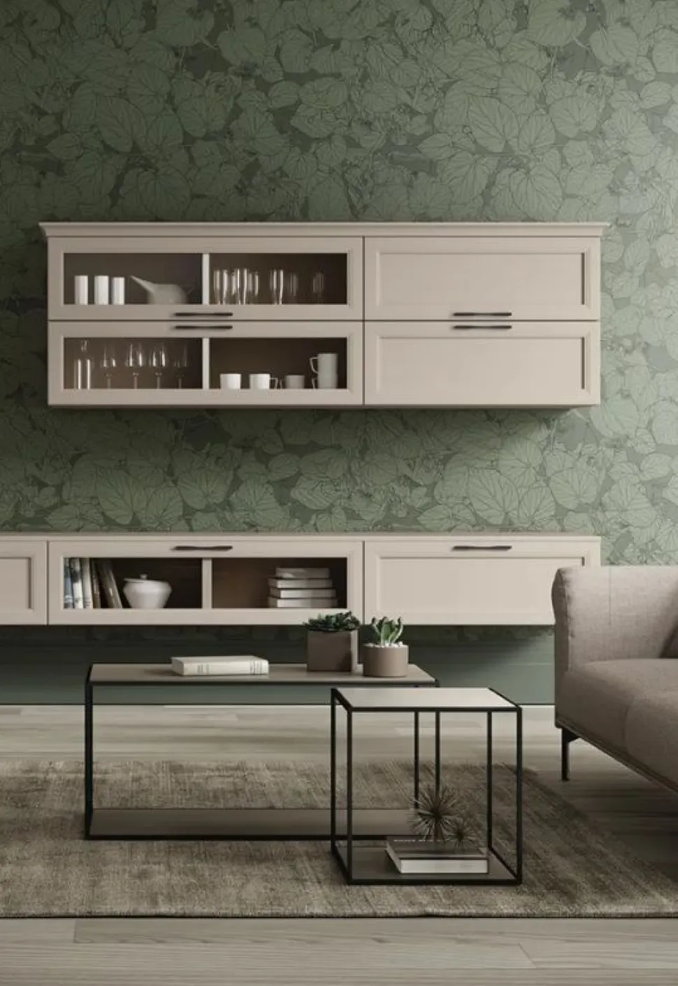 Parete attrezzata sospesa Gaia linea Motivi disponibile in vari colori