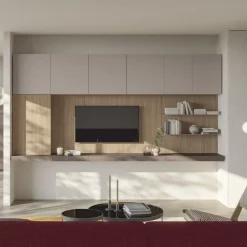 Parete attrezzata sospesa Lite con pannello Porta Tv disponibile in 21 colorazioni