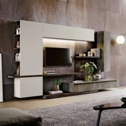 Parete attrezzata sospesa moderna con pensili sospesi Devis disponibile in vari colori