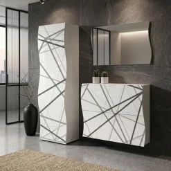 Parete da Ingresso Mia 2 in Bianco Lucido - Ante con Grafica Personalizzabile