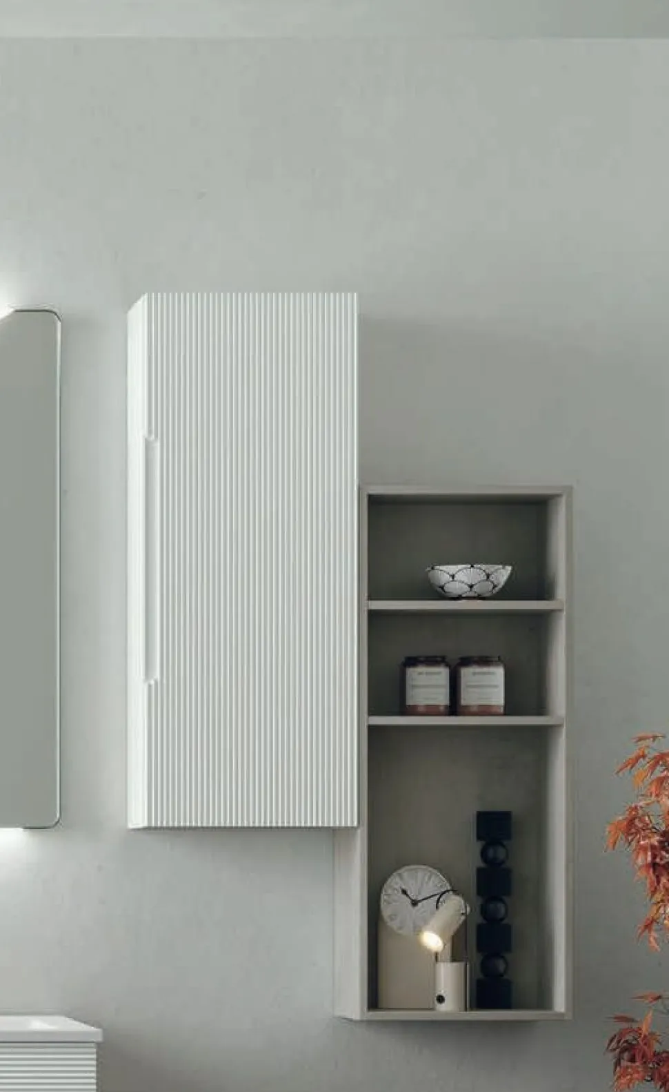 Pensile bagno sospeso con presa maniglia integrata disponibile in 2 misure e 5 colori