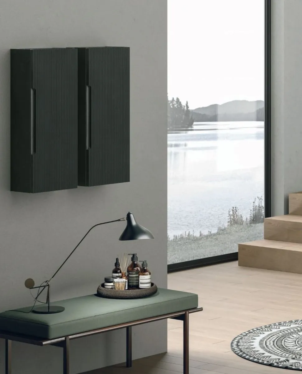 Pensile bagno sospeso con presa maniglia integrata disponibile in 2 misure e 5 colori
