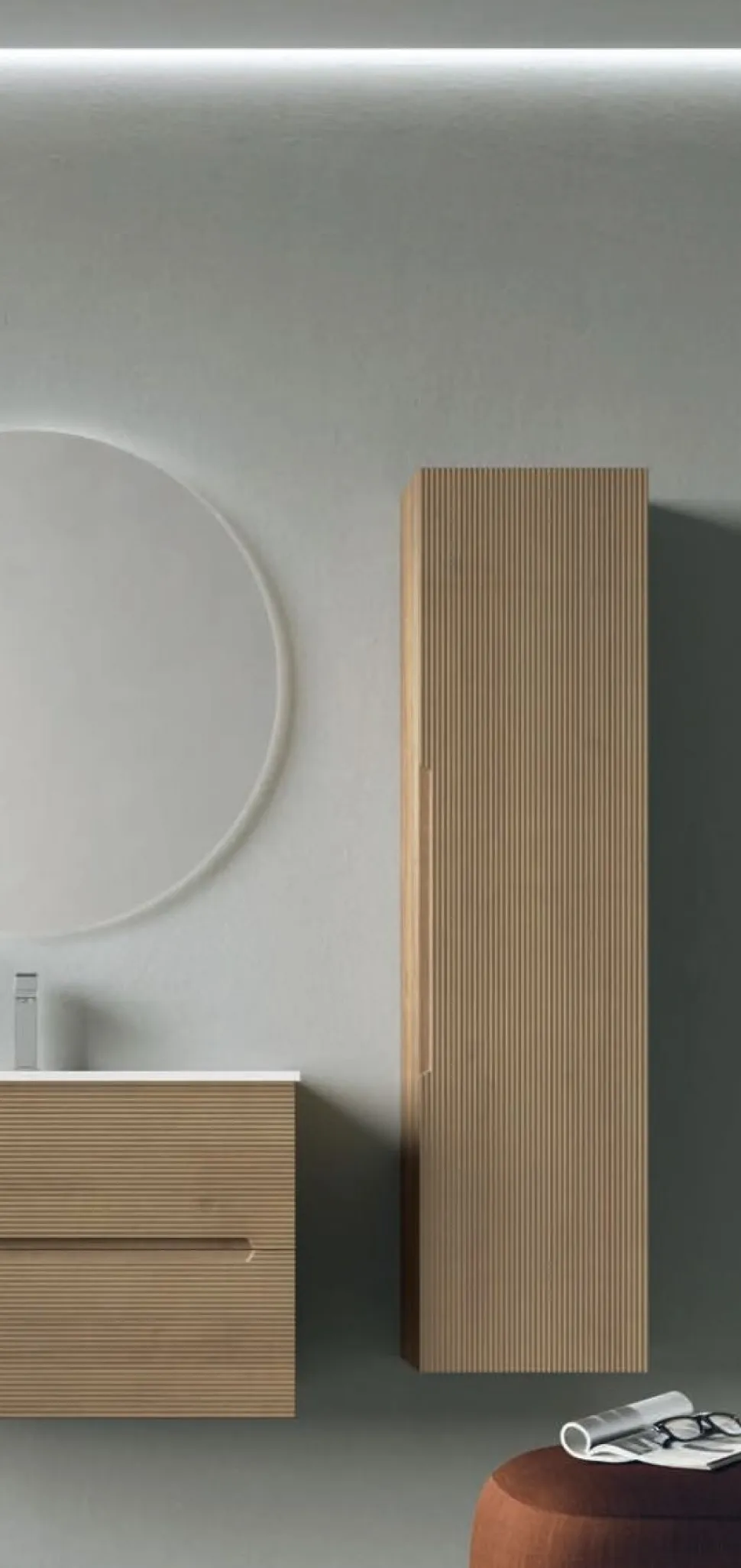 Pensile bagno sospeso con presa maniglia integrata disponibile in 2 misure e 5 colori