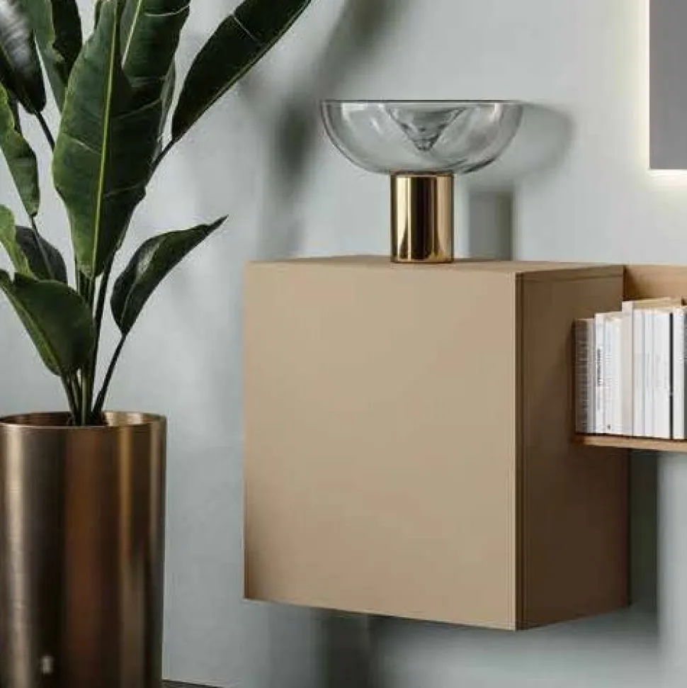 Pensile cubo sospeso Bronzo 60x60 con 1 anta battente disponibile in vari colori