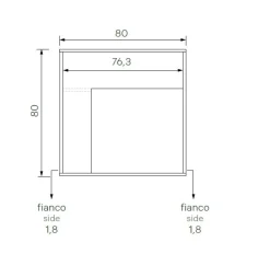 Pensile cubo sospeso Grigio cenere cannettato con vano a giorno e anta battente disponibile in vari colori