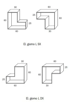 Pensile sospeso ad L reversibile linea Domino in Cachemire