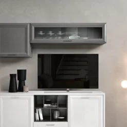 Pensile sospeso orizzontale con anta a telaio in vetro linea Prevaling disponibile in 4 misure