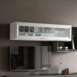 Pensile sospeso orizzontale con anta a telaio in vetro linea Prevaling disponibile in 4 misure