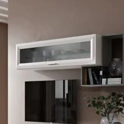 Pensile sospeso orizzontale con anta a telaio in vetro linea Prevaling disponibile in 4 misure