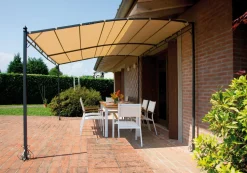 Pergola a Parete 4x3 m Struttura in Ferro Antracite Telo Sabbia
