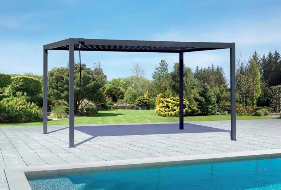 Pergola Bioclimatica NEW MEXICO 3x4 mt Tetto Lamellare Orientabile Antracite