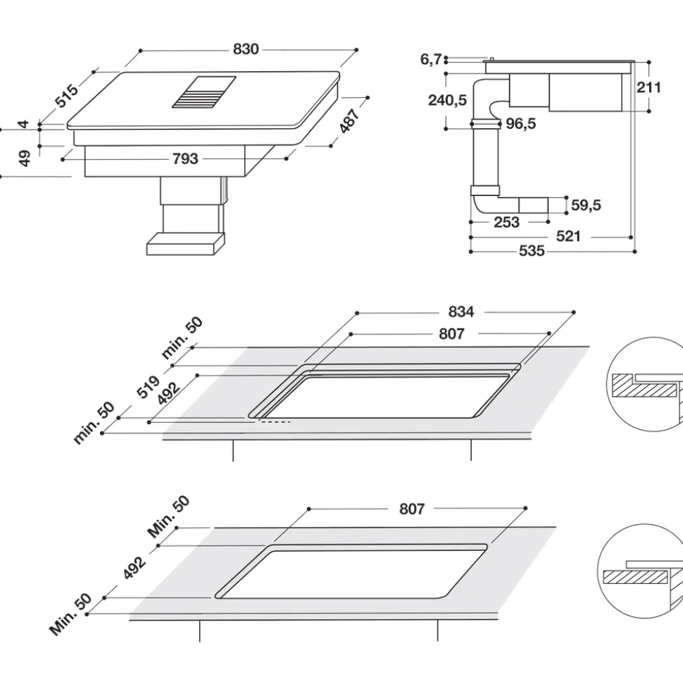Piano cottura a induzione aspirante Whirlpool WVH92K/1