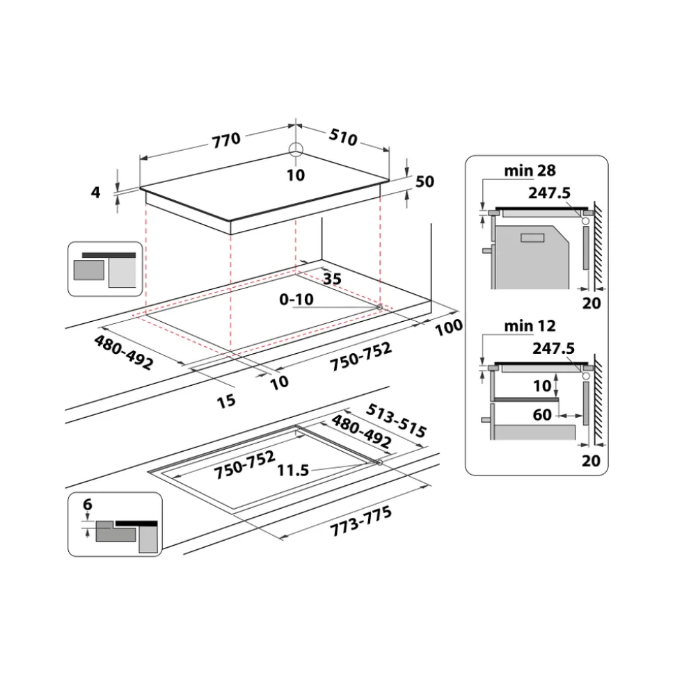 Piano cottura a induzione Whirlpool WFS0377NE/IXL