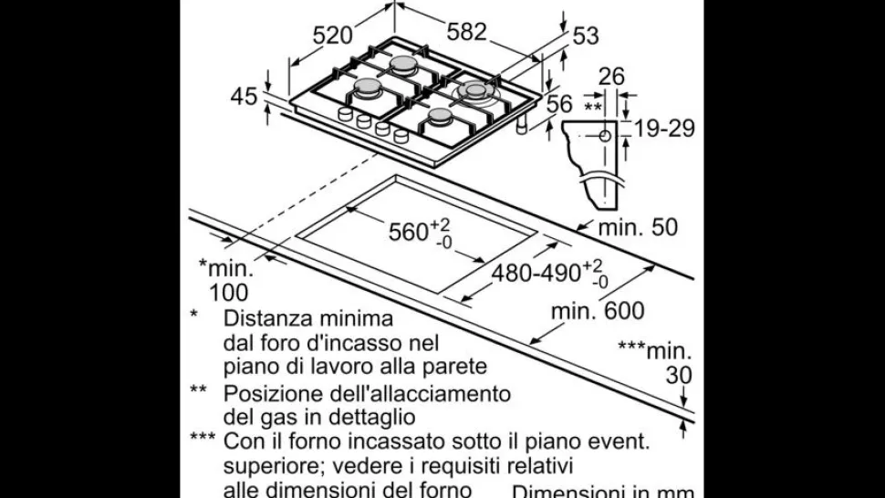 Piano cottura 4 Fuochi a gas Bosch PGH6B5B80