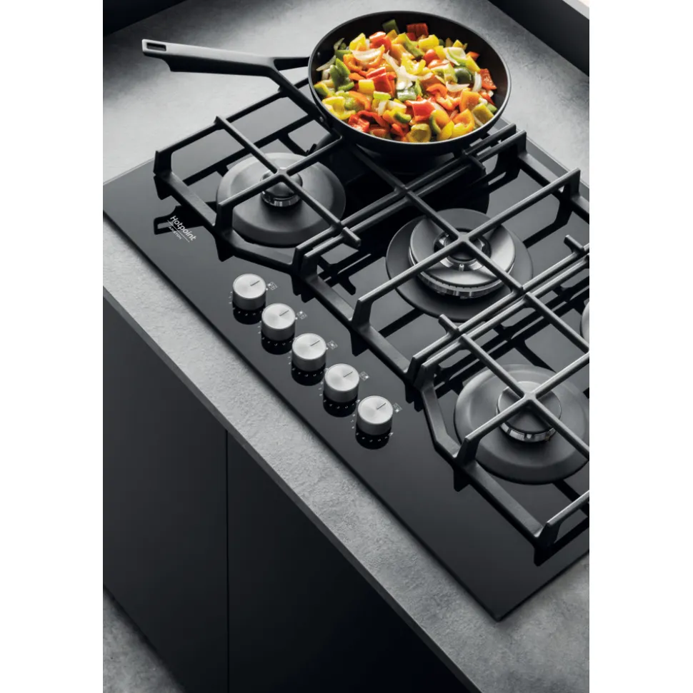 Piano cottura 5 Fuochi a Gas Hotpoint HAGS72F/BK