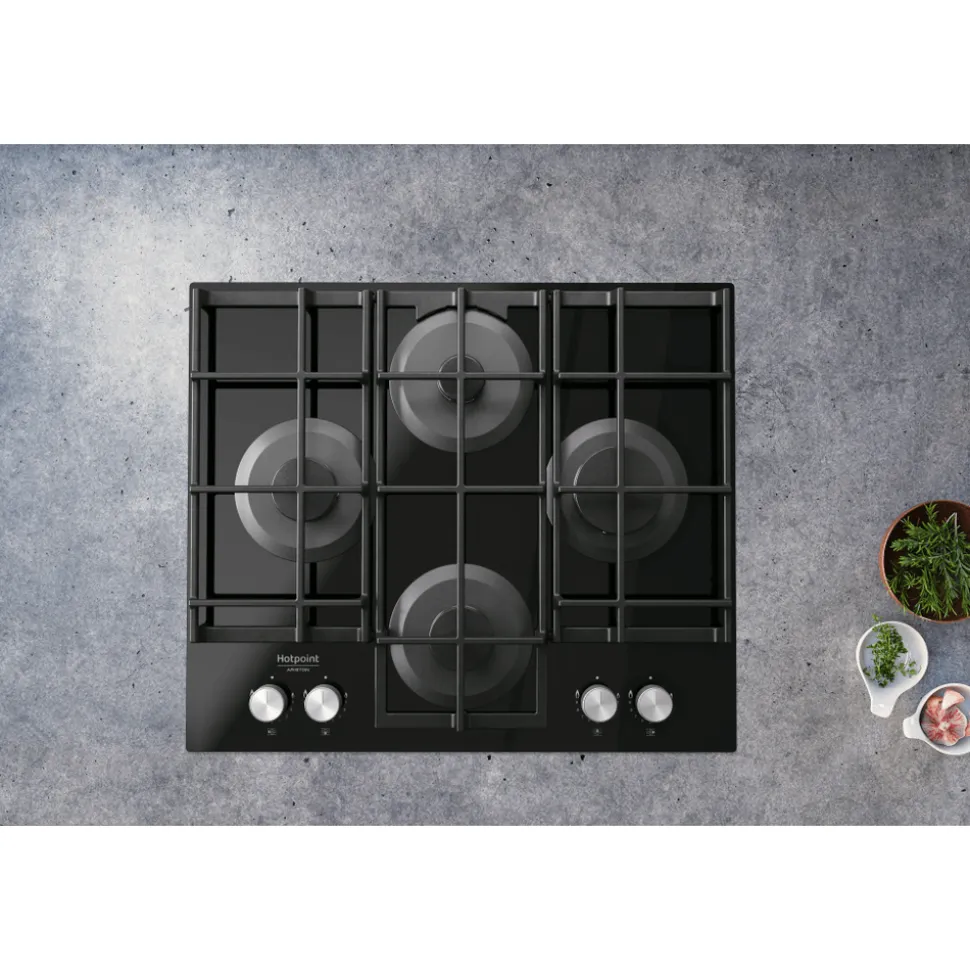 Piano cottura 4 Fuochi a Gas Hotpoint HAGS61F/BK