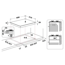 Piano cottura 4 Fuochi a Gas Hotpoint PCN641T/IX/HA