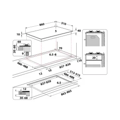 Piano cottura 5 fuochi a Gas Whirlpool GOA9523NB