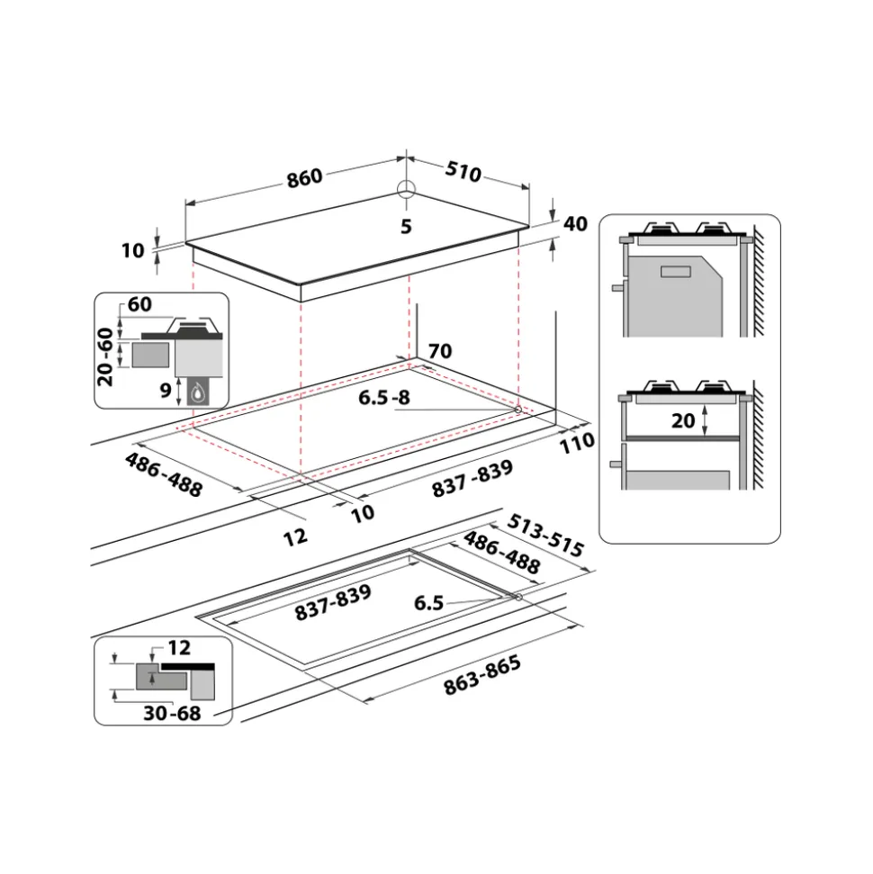Piano cottura 5 fuochi a Gas Whirlpool GOA9523NB
