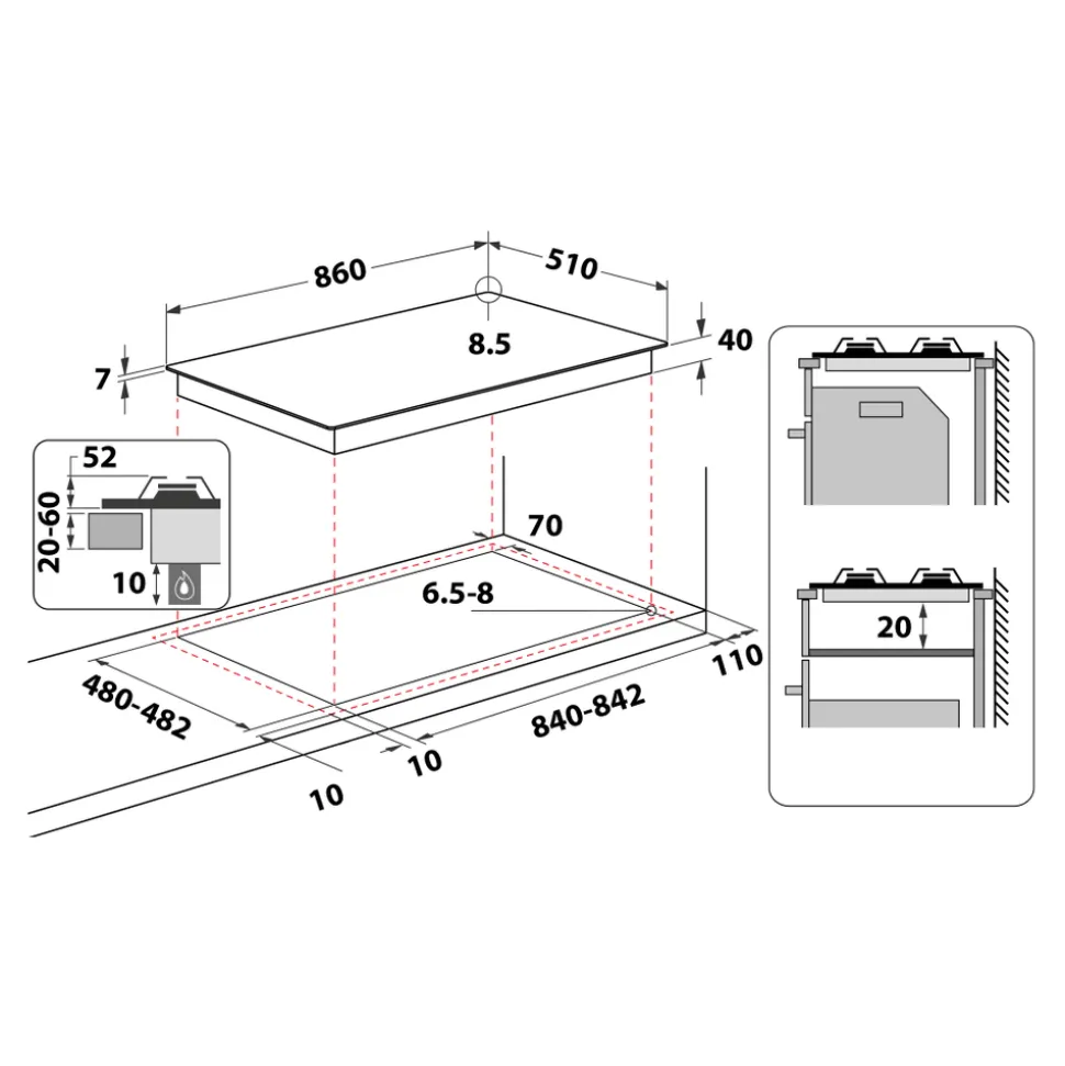 Piano cottura 5 fuochi a Gas Whirlpool GMAL9522/IXL