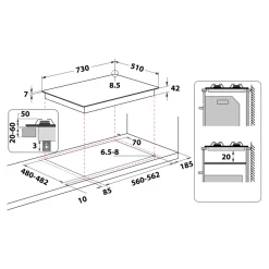 Piano cottura 5 fuochi a Gas Whirlpool GMWL758/IXL